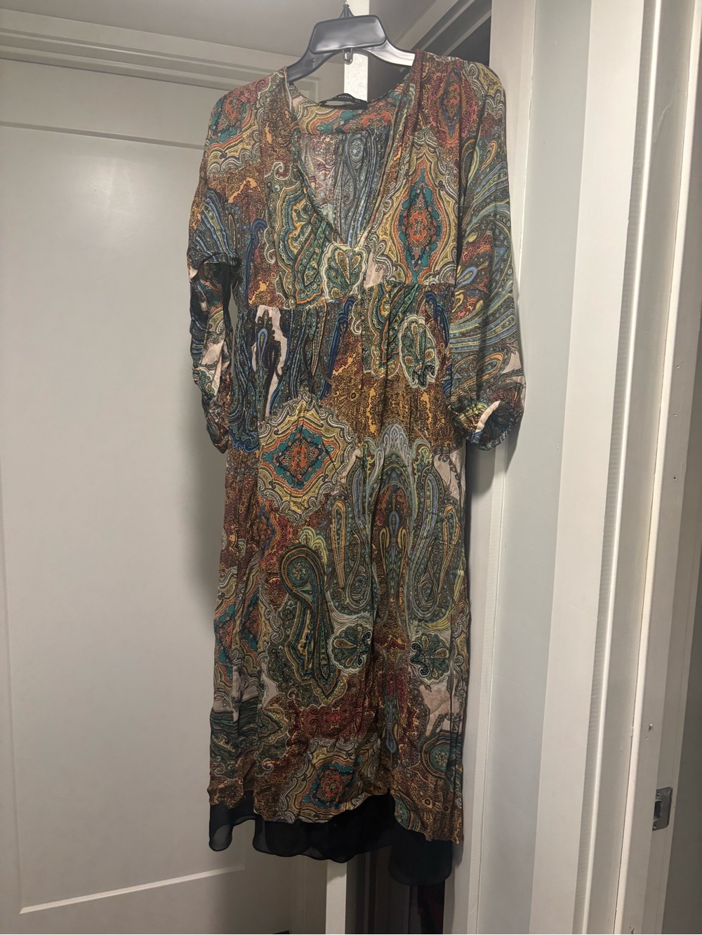 Zara Multicolor Paisley V-Neck Midi Dress